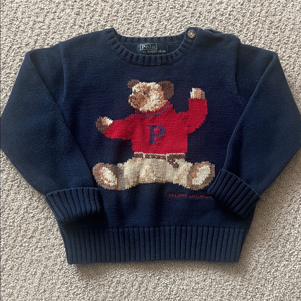 Ralph Lauren Blue Knit with Bear Motif